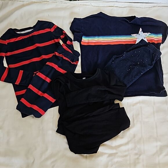 Gap Girl's Bundle Of 6 Pieces T-shirt & Pants Navy Blue/ Red 7- 8 Years Old - Picture 1 of 16